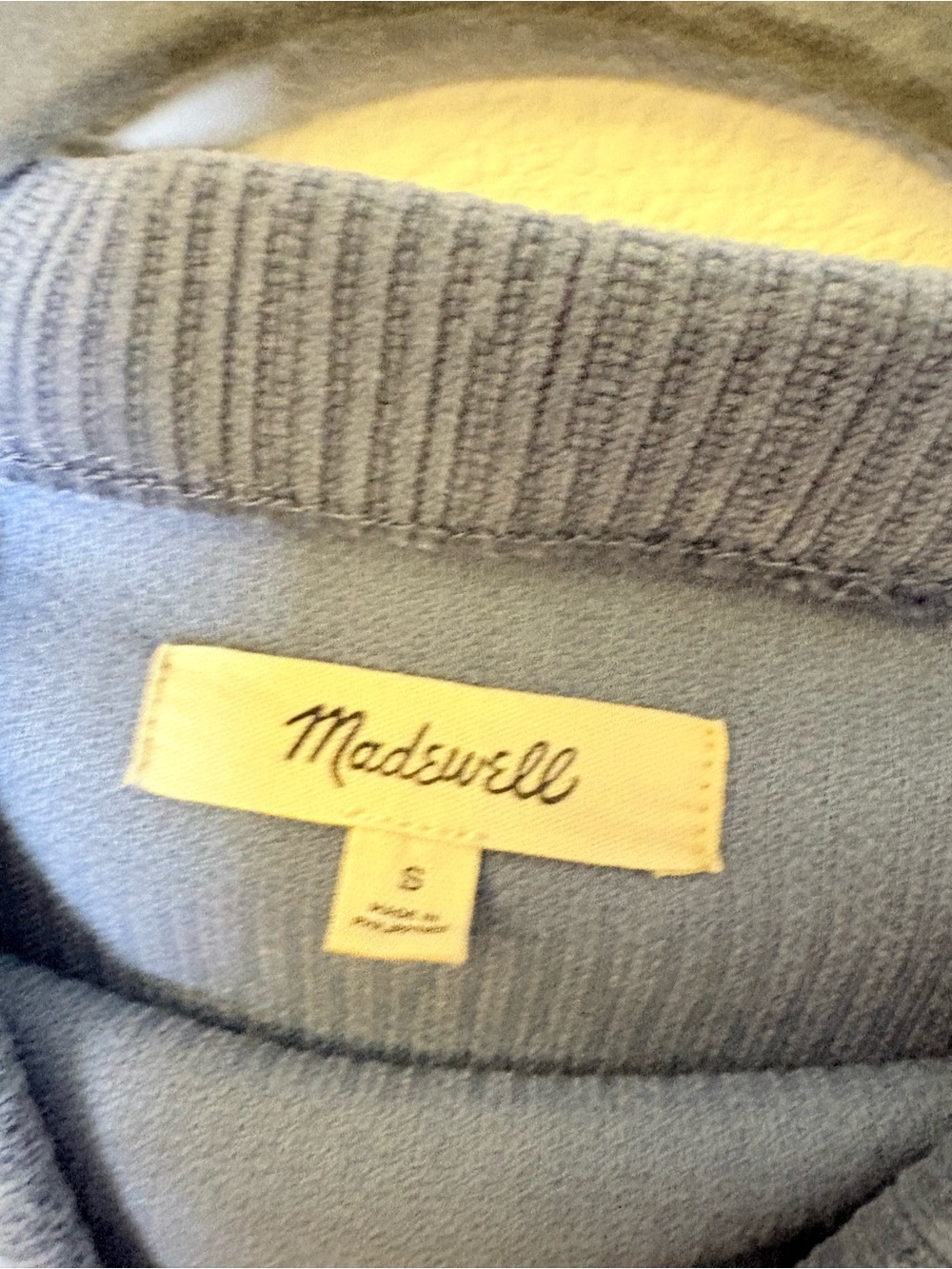 Madewell NO517 Blue Striped Jacquard Funnel Neck Long Sleeve Top Size Small - Picture 3 of 5